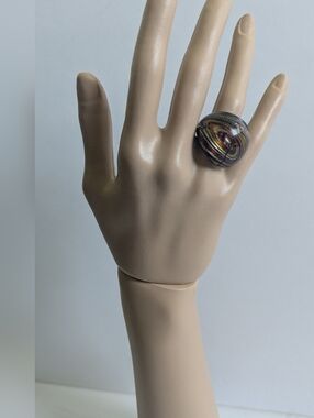 Swirled Glass Statement Ring in Brown and Gold
